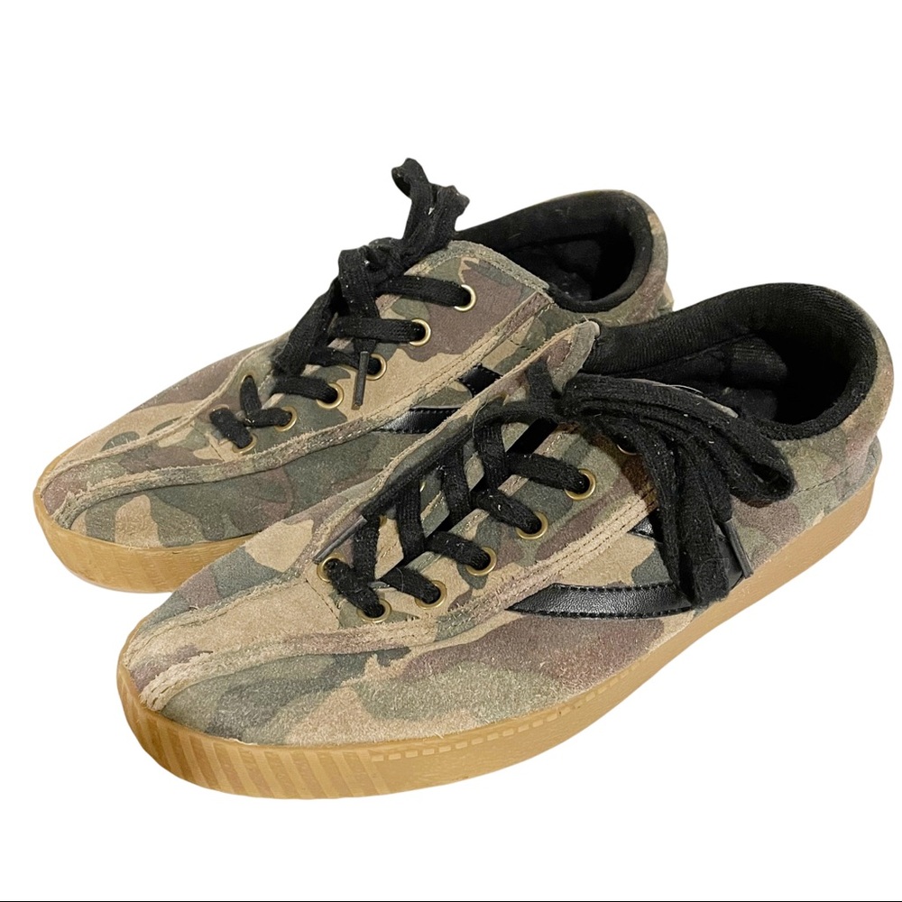Tretorn Mens Size‎ 7 Green Camouflage Leather Low Top Sneaker Nylite 26